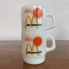 Vintage Fire King McDonald’s Coffee Mugs Set Of 2 Milk Glass Good Morning