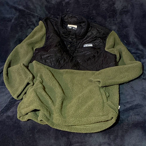 Magellan Outdoors Campfire Men’s M Green/Black Quilted Fleece Pullover - product listing photo