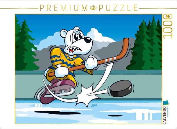 Calvendo Puzzle Hockey Polar Bear! | 1000 Pieces, Finished Size 25.2 × 18.9 In (-image