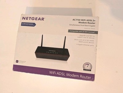 NetGear AC750 WLAN ADSL2+ Modem Router (D6000-100UKS) 