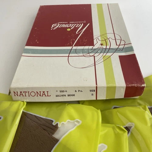 NOS Vtg 6 Pair National's Guaranteed Hosiery Thigh-Hi Nylons Stockings Size B - Picture 2 of 6