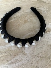 Headbands Headband Black Velvet Large Pearls Pearl Thick Large