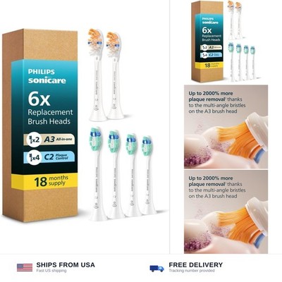 Philips Sonicare Replacement Brush Heads, 6-Pack, 18 Month Supply, White