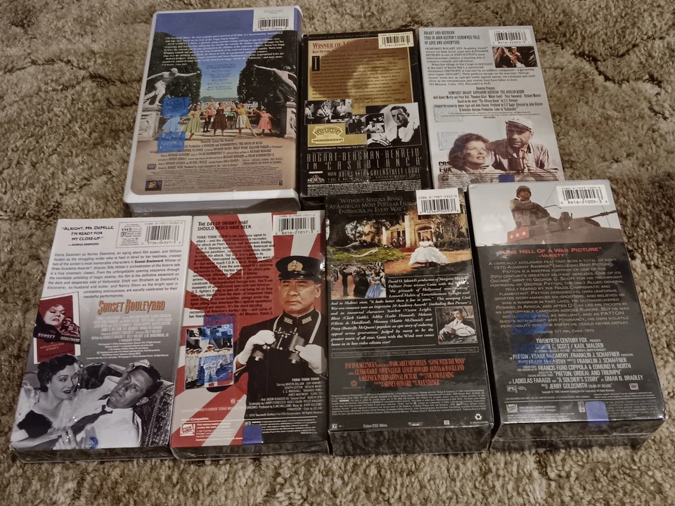 Classic Movies on Sealed VHS Lot Casablanca, Sunset Boulevard, Patton, etc - Image 2 of 4