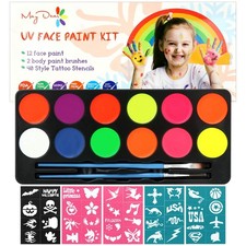Face Painting Kit for Kids with 12 Colors Safe and Non-Toxic Large Water Base...