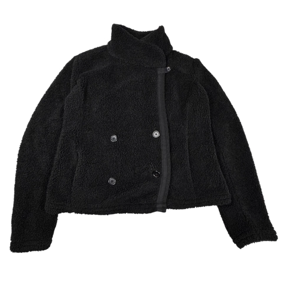JAMES PERSE Sherpa Jaket Sz 3 Black Double Breasted Mock Neck Grunge Streetwear - Image 2 of 4