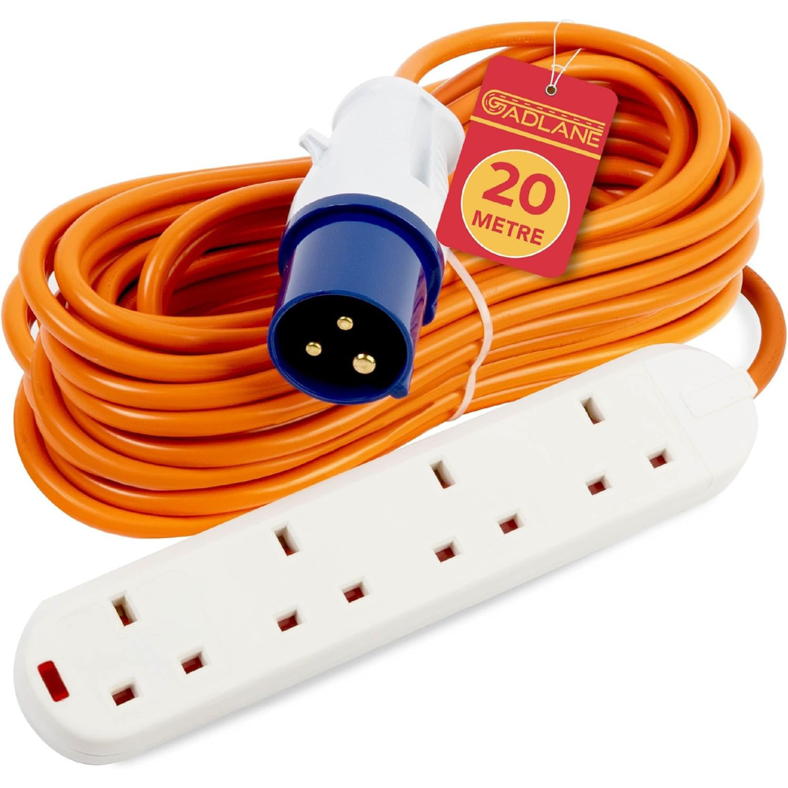GADLANE Camping Caravan Electric Hook Up Cable Mobile Homes UK Plug 20 Metre