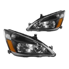 Headlight Assembly Left And Right For 03-07 Honda Accord Halogen Amber Reflector