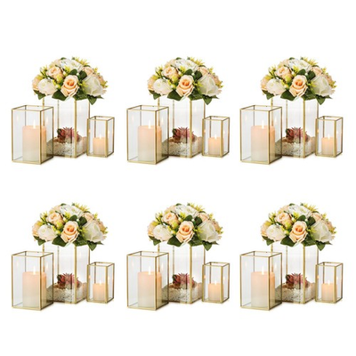 #ad Glass Hurricane Candle Holder: Gold Hurricane Candle Holders with Metal Frame... $273.37