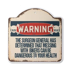 Messing With Bikers Plastic Novelty Sign Biker Bar Cycles Gang Bike