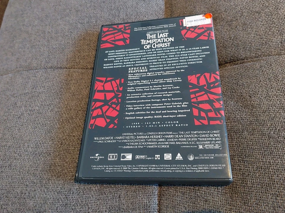 The Last Temptation Of Christ Criterion DVD - Region 1 - VGC - Image 2 of 4