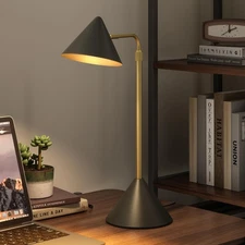 HISEEGO Metal Desk Lamp, 3000k Soft Light Modern Desk Lamp with Dimmer Switch...