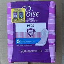Poise Pads Regular Length 4 Moderate Absorbency Bladder Protection 20 Count NEW