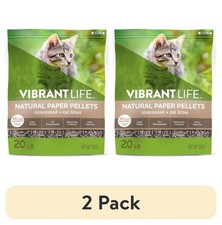  2 pack Vibrant Life Natural Paper Pellets Cat Litter, Unscented, 20 lb New