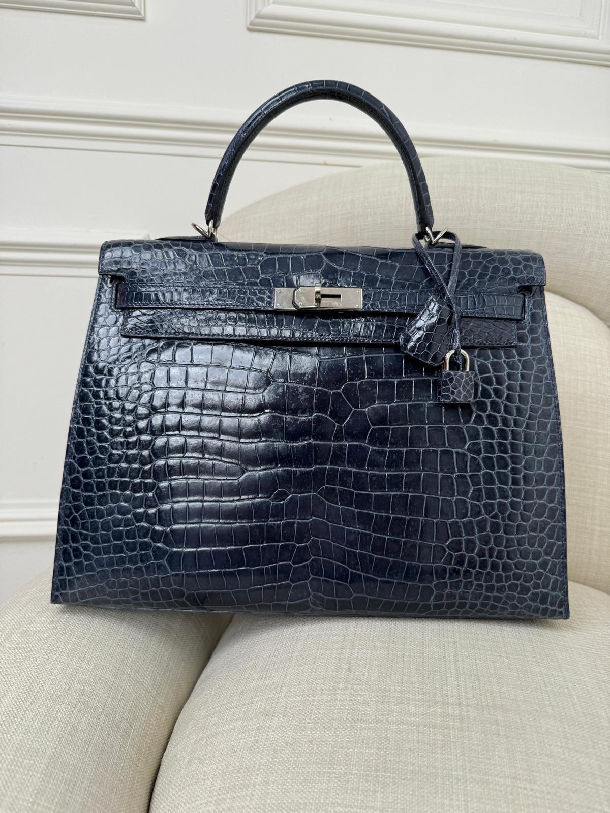 HERMÈS Kelly 35 - Bleu De Malte Croc
