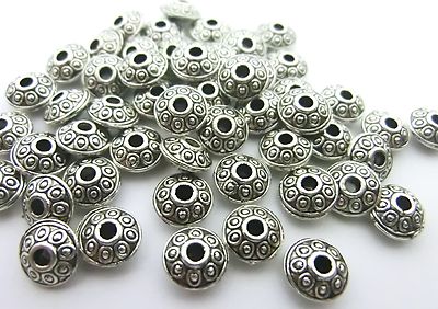 50 Metallperlen 6x3mm Spacer Zwischenperlen  Rondell Farbe antiksilber #S535