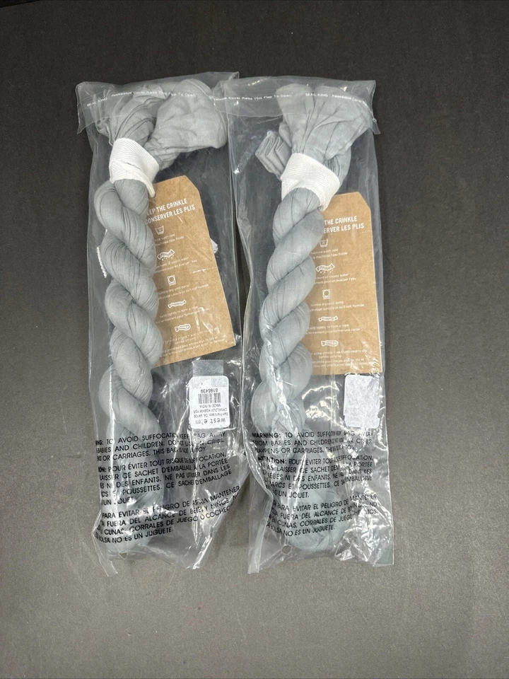 Set Of 2 West Elm Crinkle Plisse King Size Pillow Shams Gray Brand New 20” x 36” - Image 3 of 4