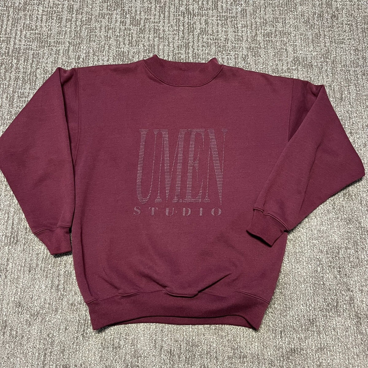 Vtg Studio UMEN Pullover Crewneck Sweater Size Small Maroon Hip