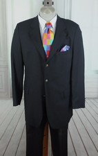 Jos A Bank Corporate Men's Solid Navy Wool Blazer Sport Coat 44L 44 Long