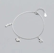 Sterling Silver Universe Saturn Star Charm Bracelet A2255