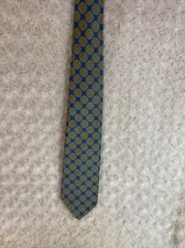 Vintage 1970's Wide Polyester Tie Blue Gold  Richman Brothers 55 x 4"