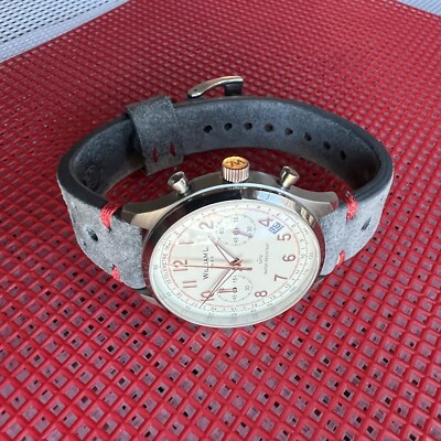 20mm Thick GRAY Suede Leather Racing Watch Strap Band RED stitch