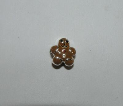 DaVinci 3-D Gingerbread Man Bead Charm Silver Plated European Style