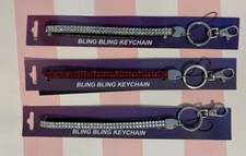 Lot of 3 Bling Bling Keychain Rhinestone Necklace Lanyard Clip Badge Holder 5360