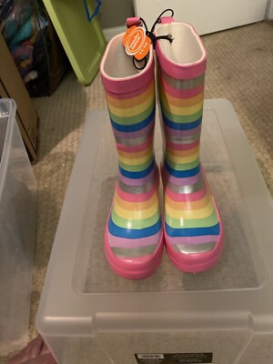 Girls Sz 11/12 Wonder Nation Rainbow style rubber boots.