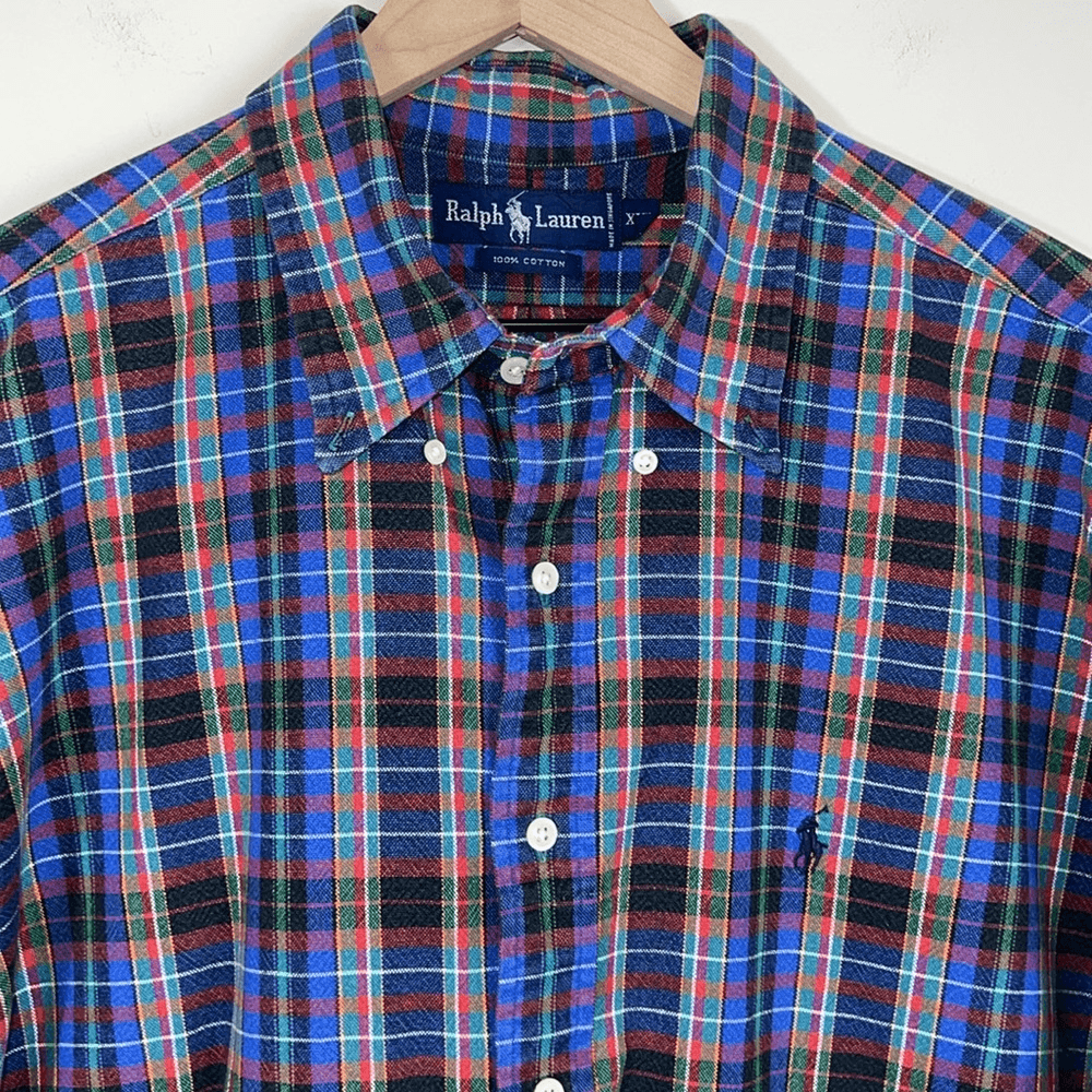 Ralph Lauren Men's Cotton Button Down Shirt Plaid Classic Flannel Size XXL