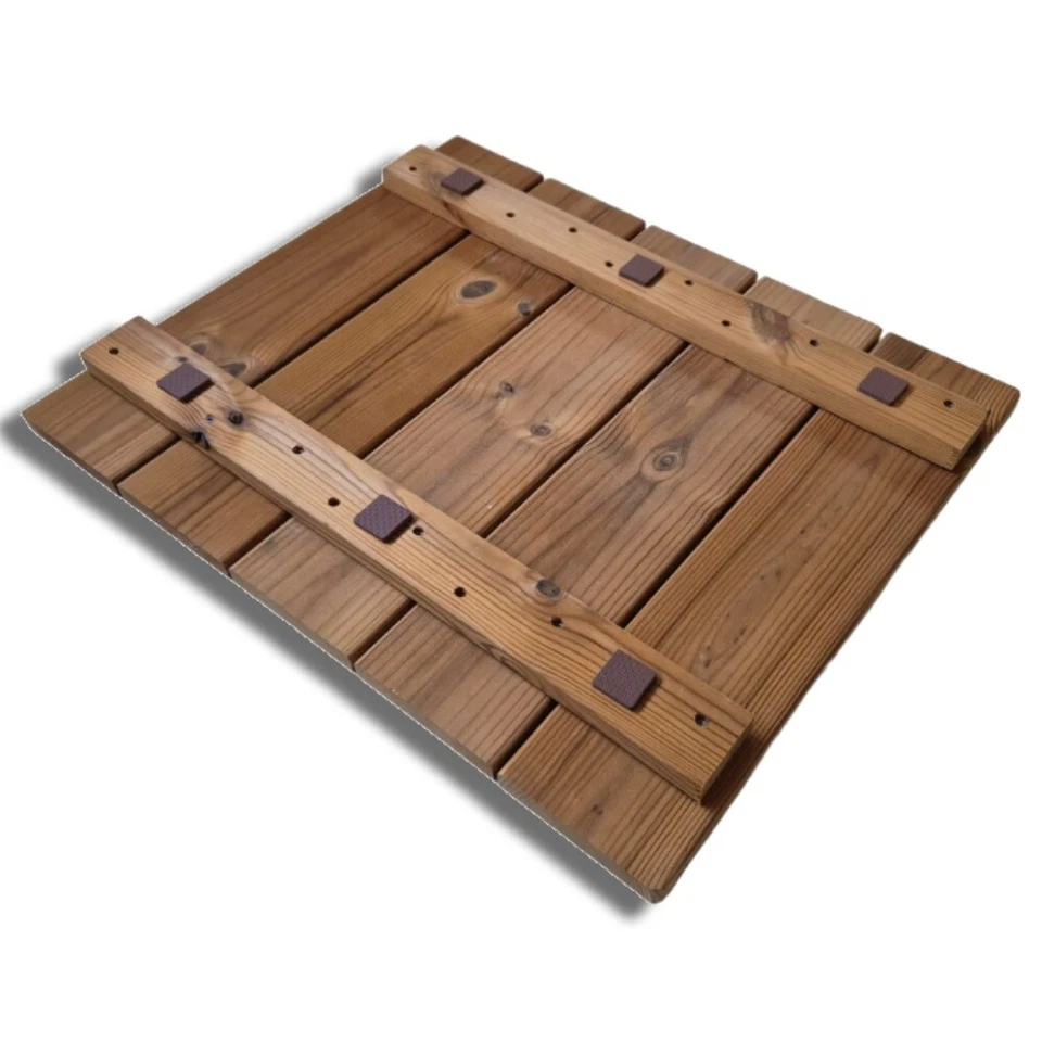 Pedana doccia antiscivolo in legno 60x50 cm in pino termotrattato, spess. 4,5 cm - Immagine 3 di 4