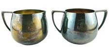 Empire Crafts Quadruple Silver Plate Creamer & Sugar Set with Nobility Plate Storage Bags