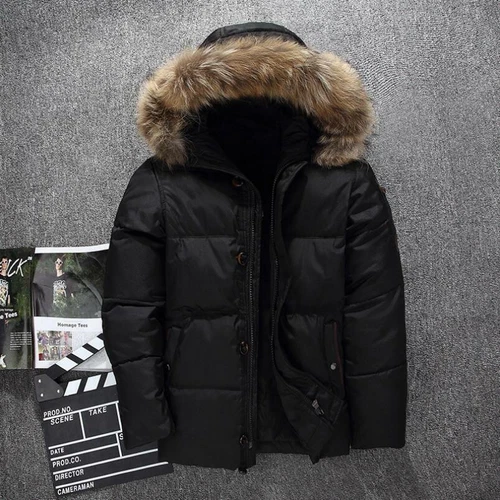 Herren Winterparka Wintermantel Pelzkragen Steppmantel Kapuzen Daunenjacke-M/4XL - Bild 16 von 22