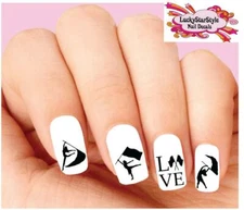 Waterslide Nail Decals Set of 20 - Color Guard Flag Spinning Silhouette Assorted