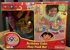 DORA EXPLORER NICK JR FISHER PRICE PLAY FOOD BIRTHDAY CAKE SET 2005 NEW