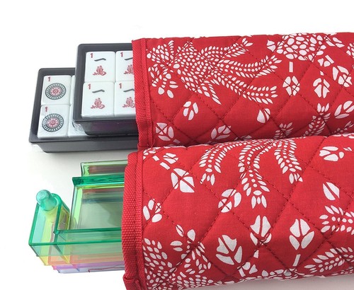 166 Tile American Mahjong Set Red Phoenix Soft Bag 4 Color Pushers/Racks - Picture 4 of 6