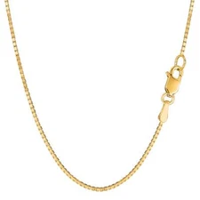 14k Yellow Real Solid Gold Mirror Box Chain Necklace, 1.2mm, 20"