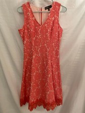 Donna Ricco V-Neck Sleeveless Lace Trim Dress Size Coral Size 4