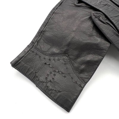 CHANEL Coco Mark Gloves Leather Black Size 7 Women's From