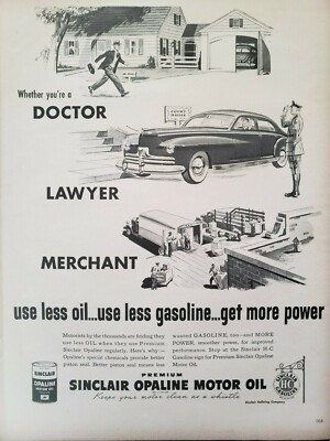 Lot of 2 Vintage 1948 Sinclair Opaline Oil Company Print Ads Wall Art Decor 