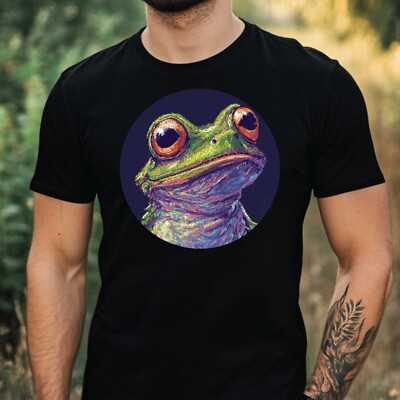 Mens Frog as Pixel Art Motif Cotton T-Shirt Size XS to 5XL