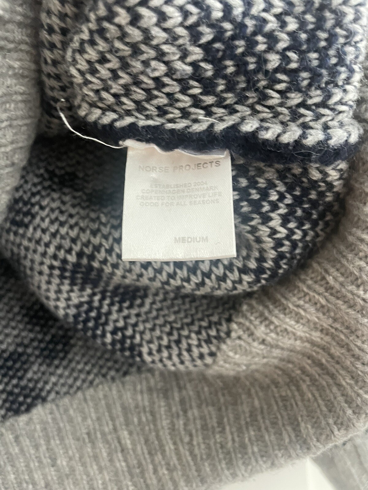 Norse Projects 100percent Wool Sweater Gray Size M image 4