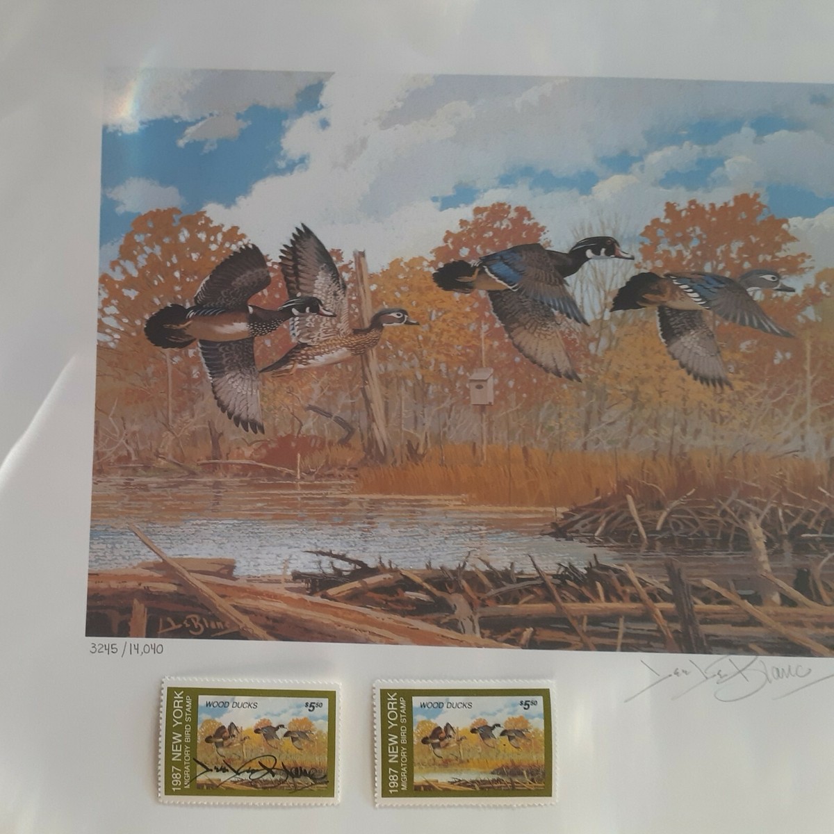 Lee LeBlanc S/N 1987 NEW YORK MIGRATORY BIRD & CONSEVATION PRINT W