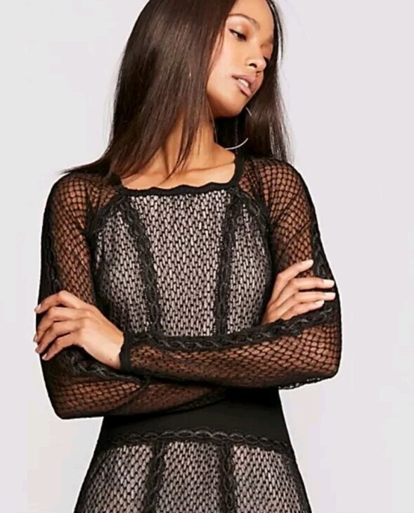 FREE PEOPLE Lace Mixed Mesh Bodycon Dress | eBay