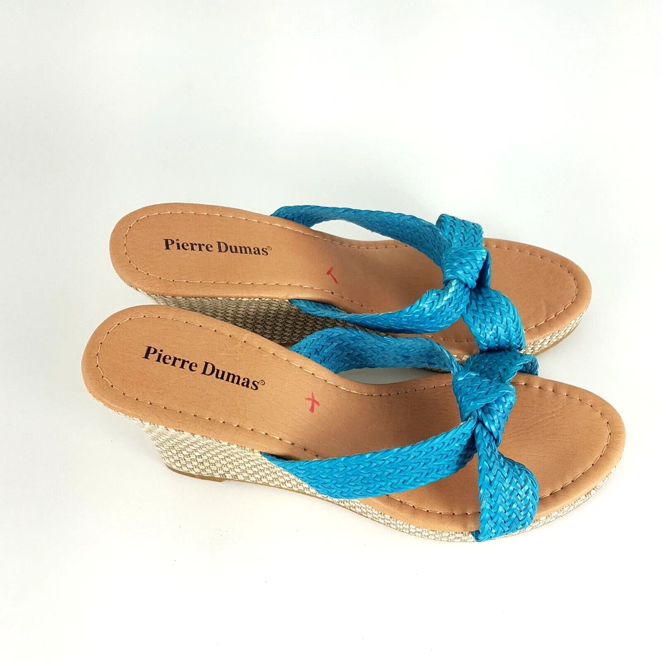 女式 Espadrille 凉鞋楔形 Pierre Dumas 尺码 10 中号皮革编织 — 第 4/4 张图片
