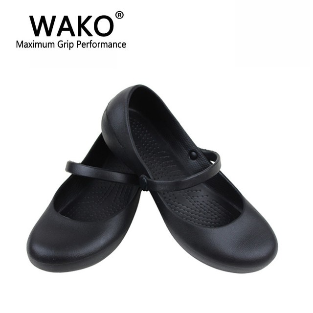 flat black non slip shoes