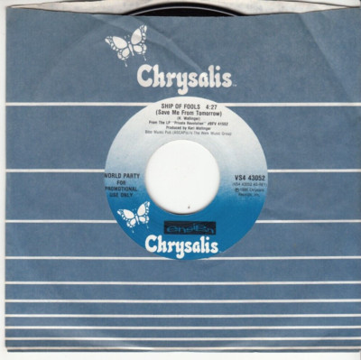 WORLD PARTY - SHIP OF FOOLS - PROMO CHRYSALIS 45 - GREAT SHAPE