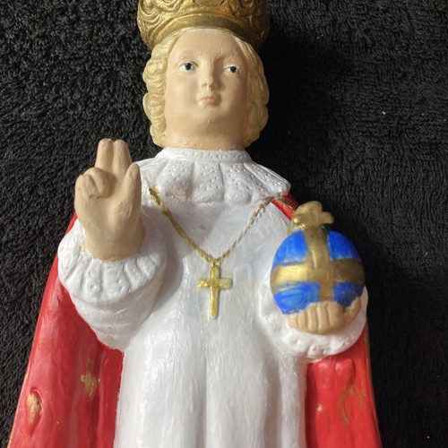 Vintage Infant of Prague Statue Chalkware Italy 12.5” - Picture 3 of 12