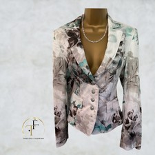 Apanage White, Blue & Grey Floral Jacket Bnwt Rrp £165 Uk 10 Us6 Eu 38 It 42