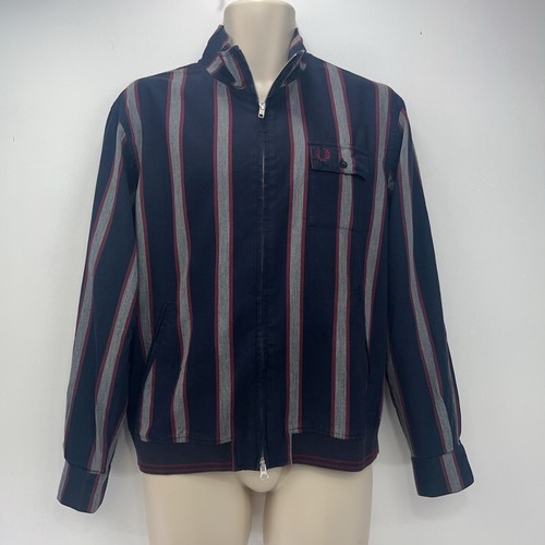 Fred Perry, Fred Perry Striped Overshirt Men's Size Medium Navy Casuals Terraces 90s